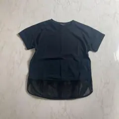 【コムサイズム】 異素材 Tシャツ 紺 半袖 トップス