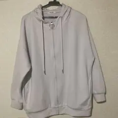 ピンクグレー　パーカー　フード付き　L