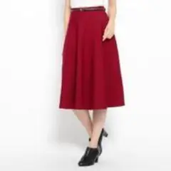 【未使用】grove　ミモレスカート　Mサイズ　ワインレッド　赤