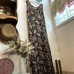 未使用　エスニック　ロングワンピース　ペイズリー　カラフル　インド　レーヨン