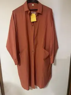 オレンジ 長袖シャツワンピース 未使用