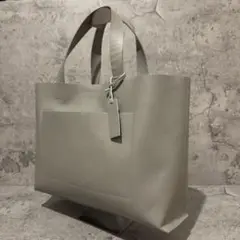 美品 A4可 キャサリンハムネット トートバッグ レザー グレー 通勤 ビジネス