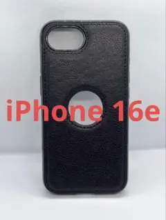 iPhone16e ケース　レザー　ブラック　アップルマーク　新品未使用　389