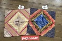 新品タグ付きjagannathクッションカバー2枚セット 絹100% インド製