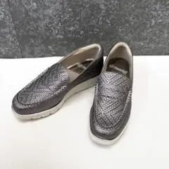 美品☆ビューフォート　イタリアンレザー厚底コインローファー　グレー　23.0