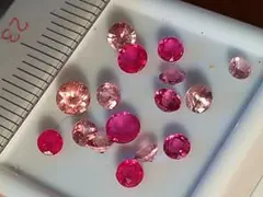 天然ピンクトルマリンラウンド天然ルビーラウンド・計2.2ct