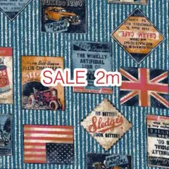 ラスト2点 SALE 2m デニム調ワッペン ブルー オックス