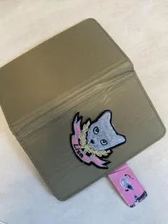 iPhone Android猫刺繍 手帳型スマホケース