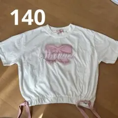 Ricca Ricca リボン刺繍 クロップドTシャツ 140