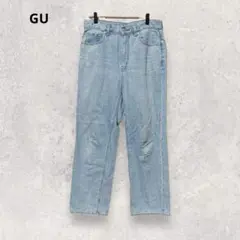 GU ジーユー デニムパンツ L ライトブルー ストレート 綿100％ 3562