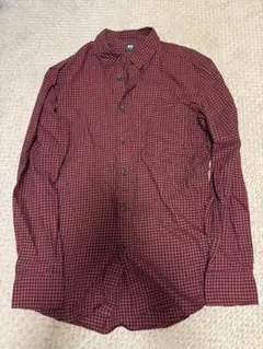 UNIQLO 赤黒チェック 長袖シャツ M