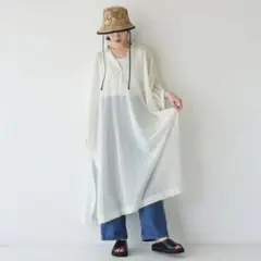 美品INDIA INDUSTRYナンガル エンブロイダリー刺繍ワンピース　シアー