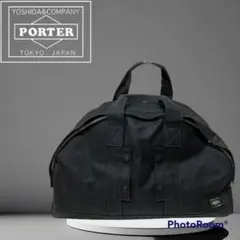 ➁PORTER ポーター ボストンバッグ ブラック ストライプ キャンバス