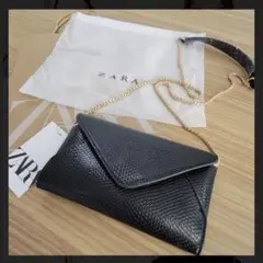 ZARA クロスボディ クラッチバッグ チェーンバッグウォレット ブラック 黒