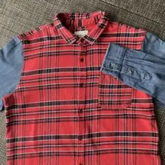 90s古着USA裏原オールド厚手ヘビーネルシャツ再構築リメイク系2トーン肉厚
