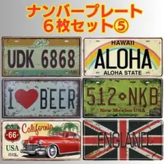 5【6枚セット】アメリカン ナンバープレート ブリキ看板 USA風 ディスプレイ
