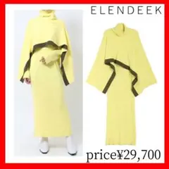 ELENDEEK✨ラインポンチョセットニット イエロー サイズ2 ロングワンピ