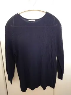 theory luxe ネイビー 七分袖薄手ニット