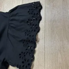 レース穴あき ブラック Tシャツ 半袖