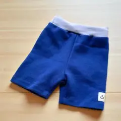 ブルーの無地でシンプルで使いやすく。＊スムースニットの半ズボン＊80サイズ