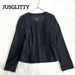 ジャスグリッティー　ノーカラーペプラムジャケット　ブラック　S