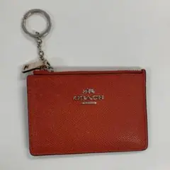 COACH オレンジ　レザー パスケース