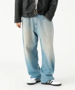 【ほぼ新品】 BEAMS MIDBLUE ワイドフィット デニムパンツ Lサイズ