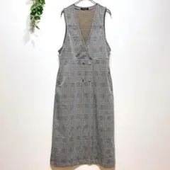 1247 MUMU＆CO ノースリーブワンピース　ロングスカート千鳥格子柄　M
