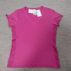 ユニクロ新品ピンク Vネック 半袖Tシャツ Lサイズ