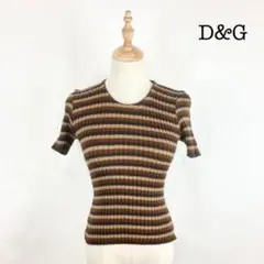 Du0026G レディース 半袖 カットソー ニット セーター ボーダーブラウン 38