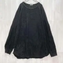 ジーユー　クルーネックボーダーリブニット　黒【GU】