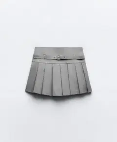 zara ボックスプリーツスカート S グレー