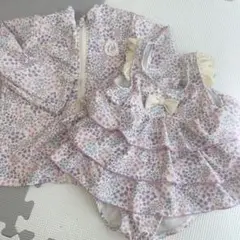 花柄フリルベビー水着とラッシュガードセット