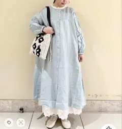新品★サマンサモスモス★アスデル加工ピンタックワンピース★ミント