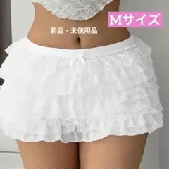 フリル付きホワイト ショートスカートパンツM【新品・未使用品】