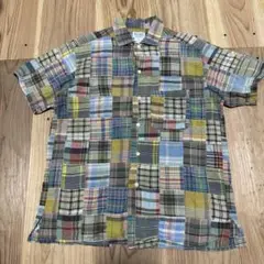 BEAMS ビームス 半袖シャツ パッチワークシャツ チェックシャツ サイズM