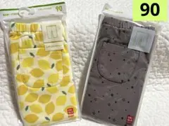 新品未開封　ユニクロ　7分丈レギンスパンツ　レモン　星柄　90㎝ 2枚セット