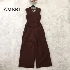 極美品☆AMERI オールインワン サロペット 2way スカーフ ブラウン M