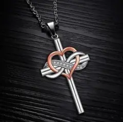 【新品】大人気　クロス　ハート　ネックレス　韓国