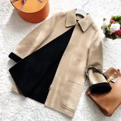 美品 HERMES エルメス ダブルフェイス コート キャメル チェスター