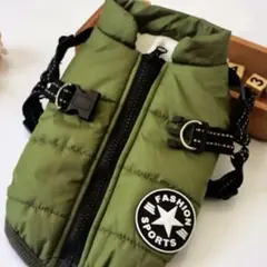 犬服秋冬犬の服ペットドッグウェア散歩コートレインコートカーキL暖か