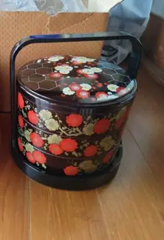 三段お重 梅 亀甲柄 手提げ式