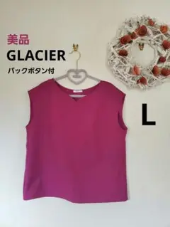 美品　GLACIER ノースリーブシャツ マゼンタ Vネック　Lサイズ