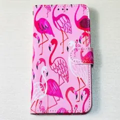 新品■iPhone7/8/SE第2・第3世代 手帳型 フラミンゴ