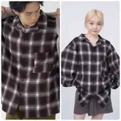 WHIMSIC ウィムジック チェック柄 長袖シャツ モノトーン ユニセックス
