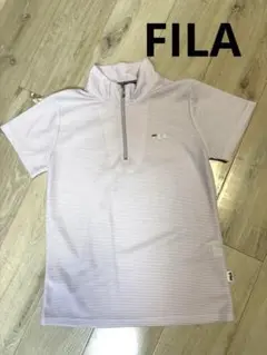 新品未使用⭐︎フィラ⭐︎半袖ポロシャツ ハーフジップ ボーダー パープル