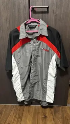 IMSA 半袖ワークシャツ グレー/赤　90s カナダ製