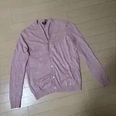 ユニクロ　ピンク Vネック リネンカーディガン