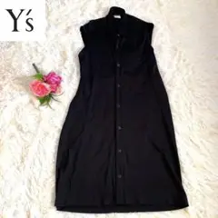 y's ワイズ ノースリーブワンピース ブラック