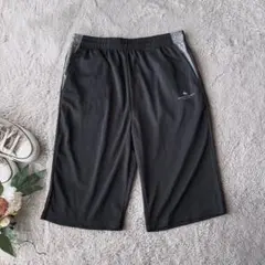 ハーフパンツ(L)ジャージ下/ウエスト総ゴム/ストレッチ/黒/短パン/スポーツ